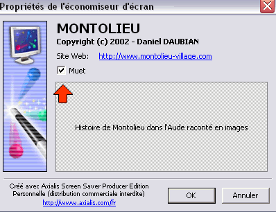 Cochez la case MUET pour couper la musique